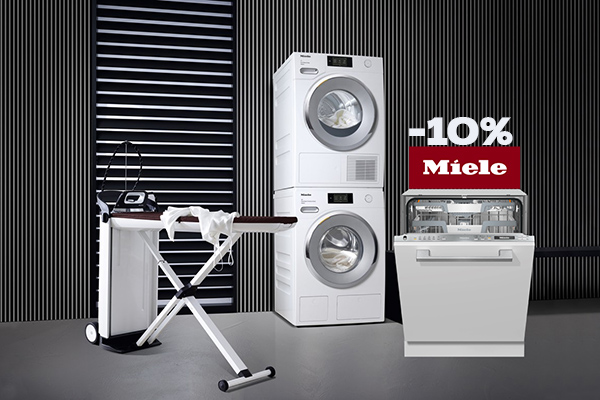 Скидка 10% на технику по уходу за бельем и посудой Miele