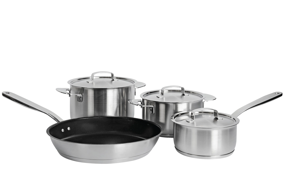 Комплект посуды All Steel с логотипом Miele 4 предмета KMTS 5704-2 Miele купить в Томске | Всегда в наличии! | Артикул 11945190 | Официальный сайт